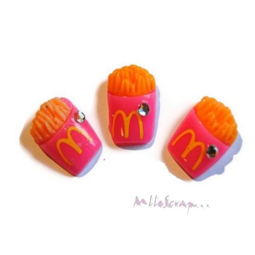 Cornets de frites cabochons résine embellissement scrapbooking carterie bijoux diy - 3 pièces