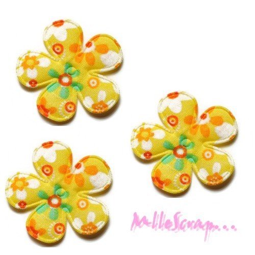 Fleurs appliques tissu embellissement scrapbooking carterie couture diy - 5 pièces