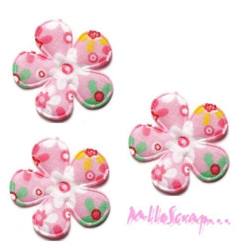 Fleurs appliques tissu embellissement scrapbooking carterie couture diy - 5 pièces
