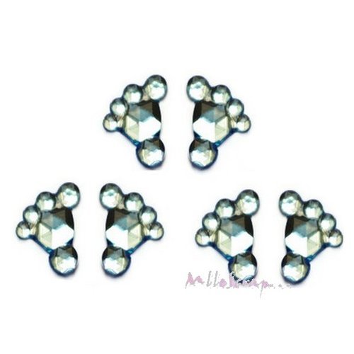 Petits strass pieds bleu à coller embellissement scrapbooking carterie bijoux diy - 5 paires