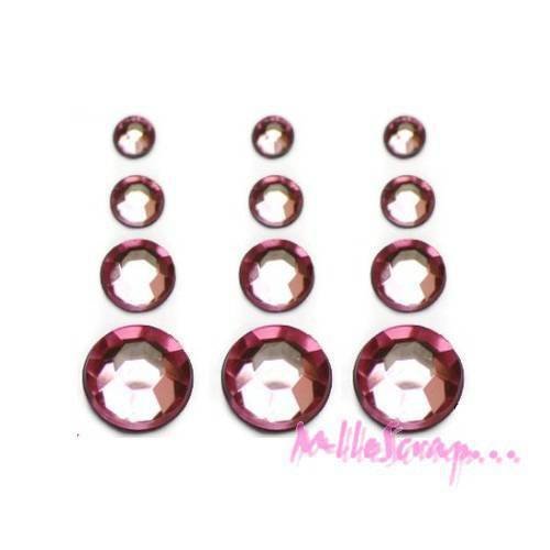 Strass rose à coller embellissement scrapbooking carterie bijoux diy - 60 pièces