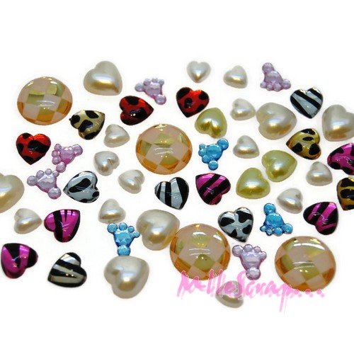 Gros lot strass et demi-perles à coller embellissement scrapbooking bijoux diy - 50 pièces