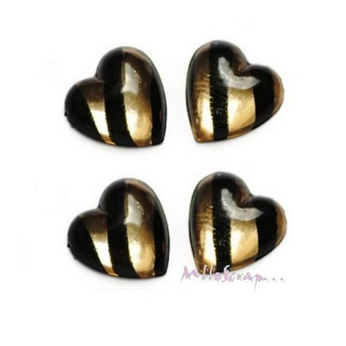 Strass coeurs zébrés embellissement scrapbooking carterie bijoux diy - 5 pièces