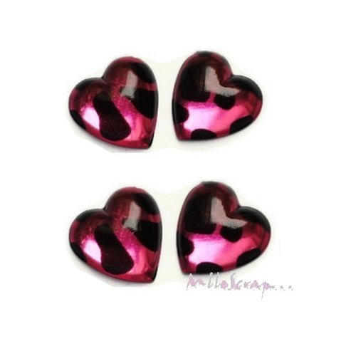 Strass coeurs léopard embellissement scrapbooking carterie bijoux diy - 5 pièces