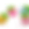 Fraises multicolore cabochons résine embellissement scrapbooking carterie bijoux diy - 4 pièces