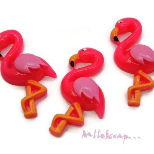 Flamants rose cabochons résine embellissment scrapbooking carterie bijoux diy - 3 pièces
