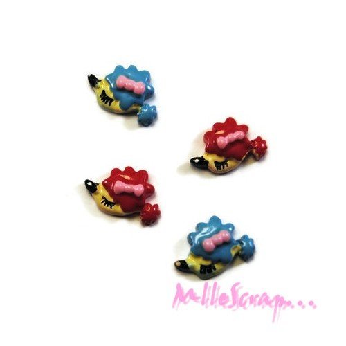 Mini têtes de chien cabochons résine embellissement scrapbooking carterie bijoux diy - 4 pièces