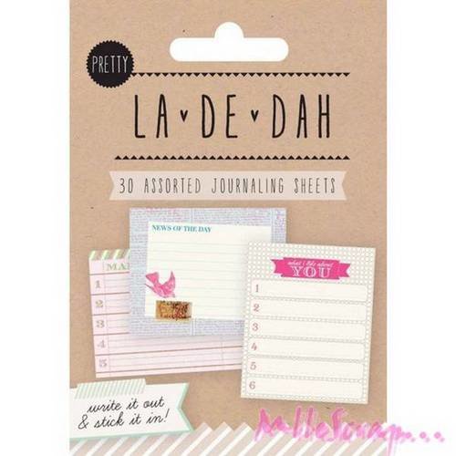 *lot de 30 étiquettes tags spécial journaling à coller 1 "la-de-dah"  décoration scrapbooking (ref.110)* 