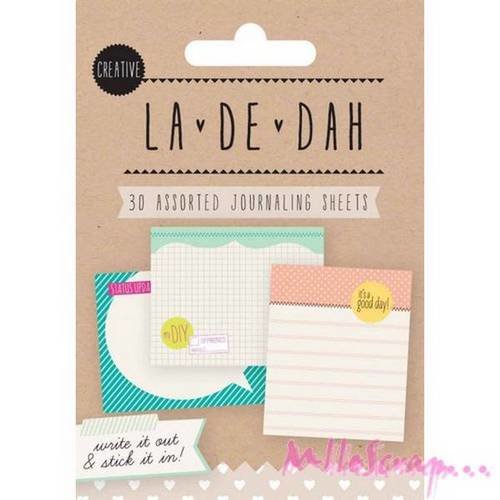 *lot de 30 étiquettes tags spécial journaling à coller 2 "la-de-dah"  décoration scrapbooking (ref.110).* 