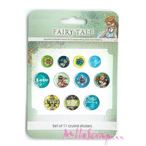 *lot de 11 stickers crystal autocollants "fairy tale" embellissement scrapbooking (réf.510)* 