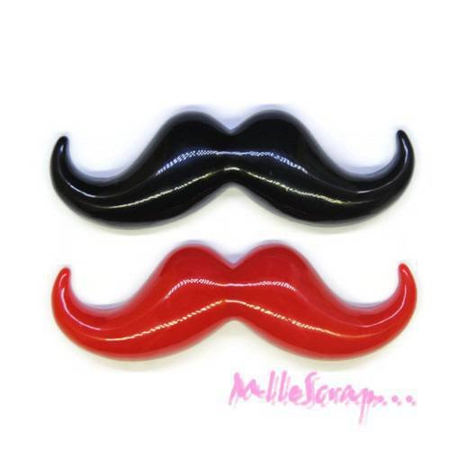 *lot de 2 belles moustaches résine rouge, noir embellissement scrapbooking(réf.310).* 