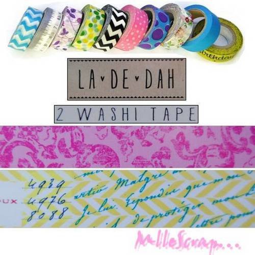 *lot de 2 rouleaux de washi tape 5 "la-de-dah"  décoration scrapbooking (ref.110) * 