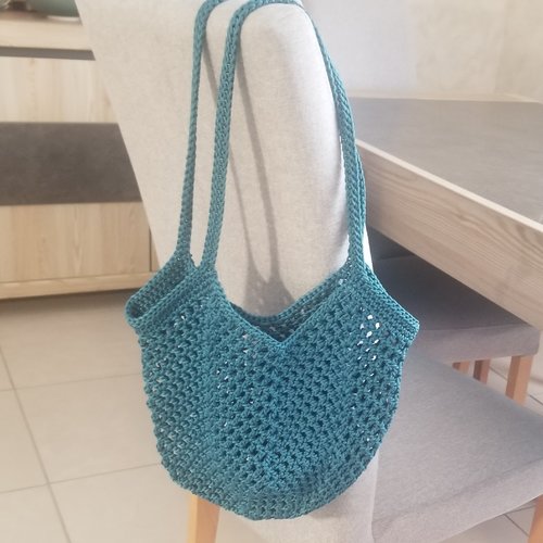 Sac tulipe bleu canard au crochet