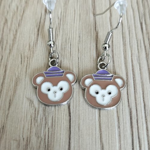 Boucles d'oreilles singes argentés