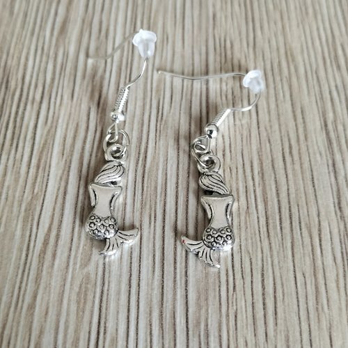 Boucles d'oreilles sirènes argentées