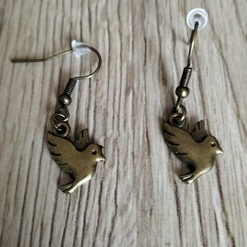 Boucles d'oreilles colombes dorées