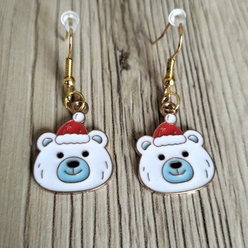 Boucles d'oreilles oursons de noel