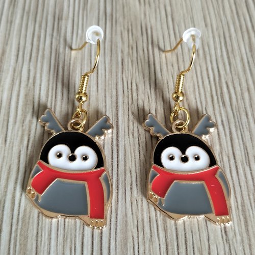 Boucles d'oreilles pingouins de noel