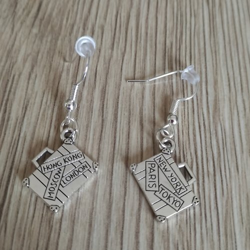 Boucles d'oreilles valises argentées