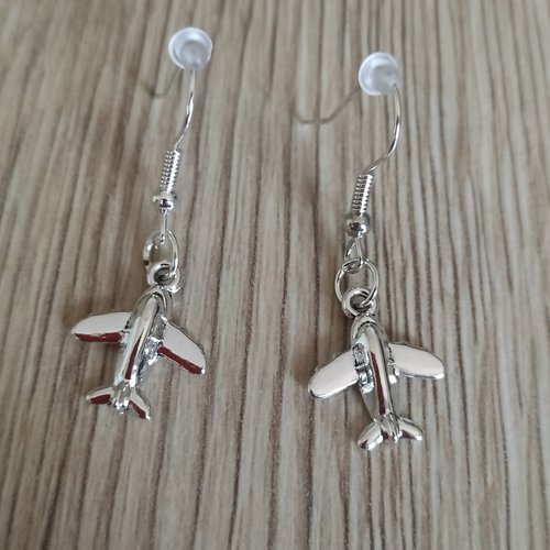 Boucles d'oreilles avions argentés