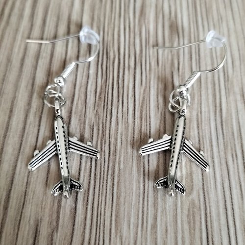 Boucles d'oreilles avions argentés