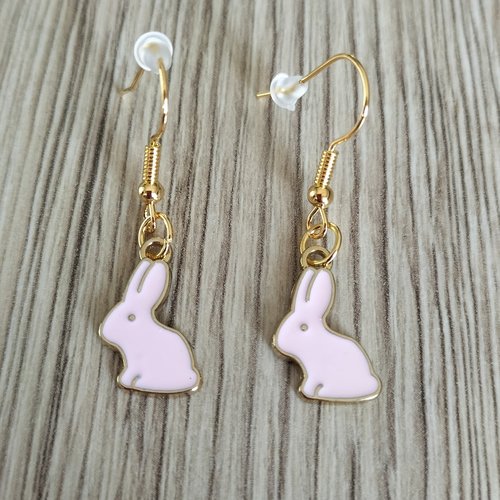 Boucles d'oreilles lapins roses