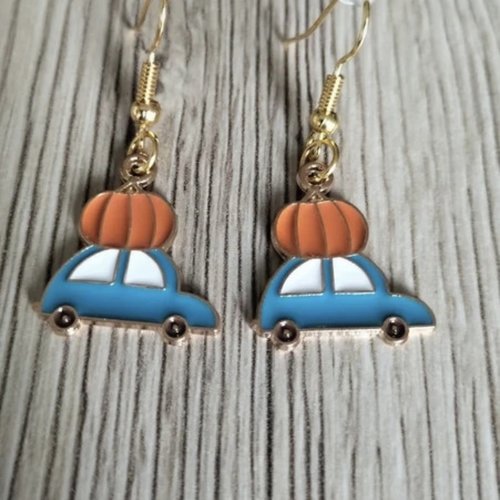 Boucles d'oreilles voitures avec citrouilles