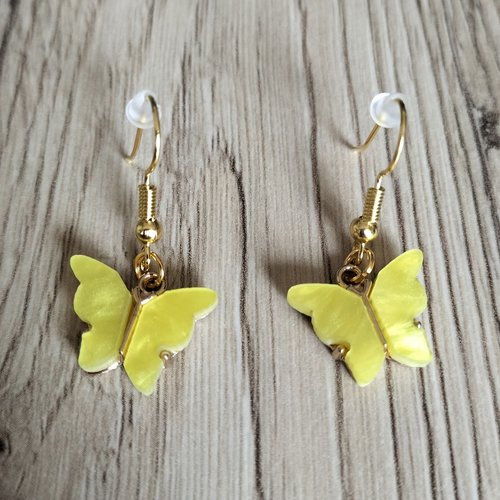 Boucles d’oreilles papillons jaunes