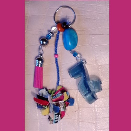 Porte-clé / bijou de sac sandale bleue