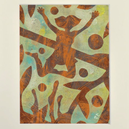 Série "les femmes" : monotype acrylique original "femme qui danse 2" (pièce unique)