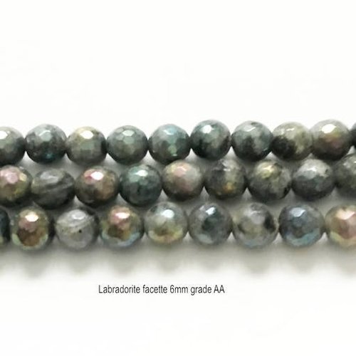10 perles pierre gemme labradorite vitrail facette 6mm