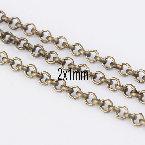 1 mètre  chs066 de chaine  bronze maillon rond 2x1mm