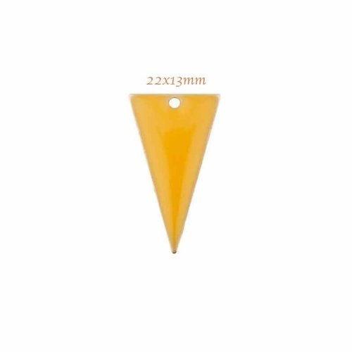 Sequin émaillé triangle inversé x2  jaune soleil 22x13mm