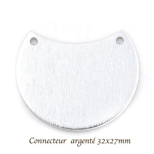 2 pendentifs connecteur argenté croissant lune 32x27mm