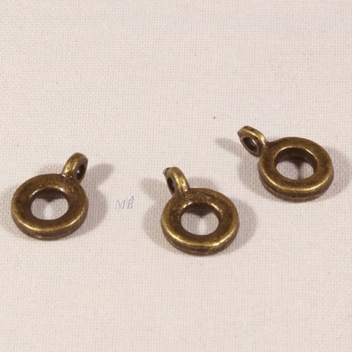 20 bélières plates anneau couleur bronze 11x8mm