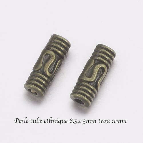 20 perles intercalaires tube bronze 8.5x3mm