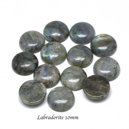 2 cabochons  pierre gemme labradorite 10mm
