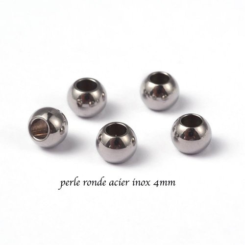 20 perles intercalaire ronde acier inoxydable 4x3mm