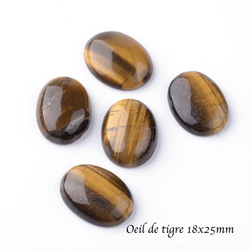 1 cabochon ovale pierre gemme oeil de tigre 18x25mm