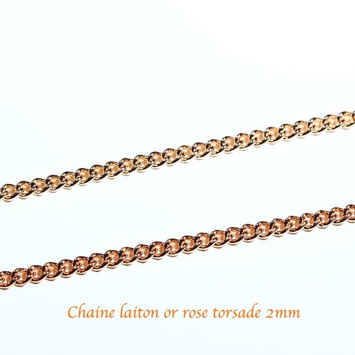 1 m chaine s095  laiton or rose torsade soudée 2mm x0,6mm