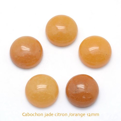 2 cabochons pierre semi-précieuse jade citron 12mm