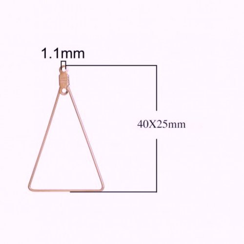 2 supports boucle d'oreille triangle or cuivré rosé 40x25mm
