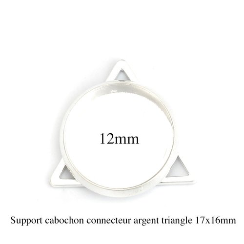 4 supports cabochon pendentif triangle argenté  12mm