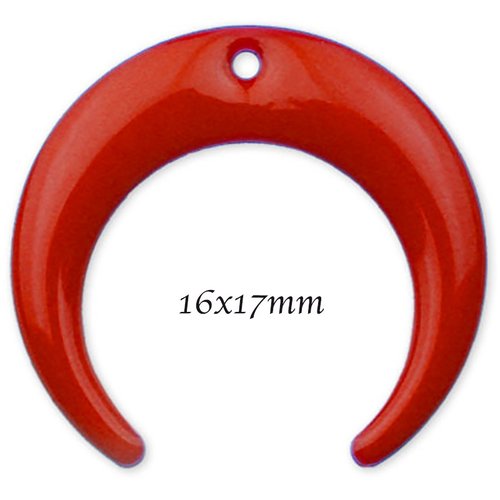 Double corne x2 laiton émail rouge 16x17mm