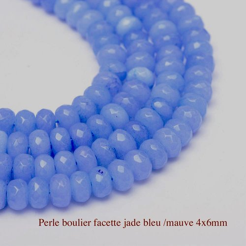 Perle jade boulier facetté x20 bleu /mauve  6x4mm
