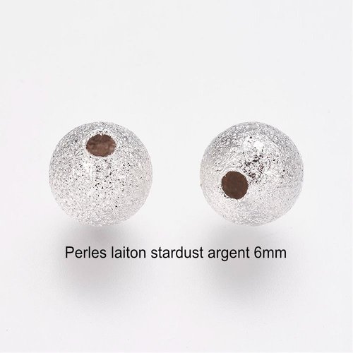 20 perles laiton intercalaire stardust argent silver clair 6mm
