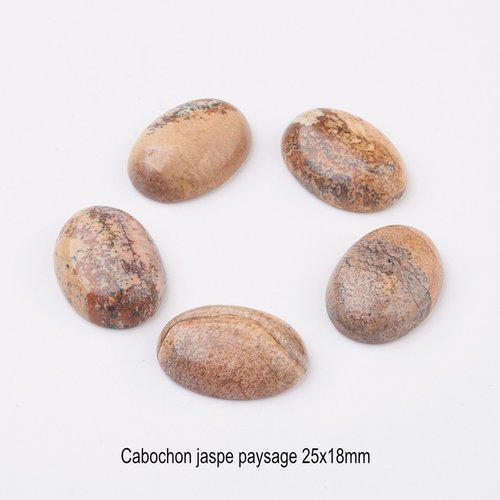 X1 cabochon pierre de jaspe paysage  veiné sable ovale 13x18mm