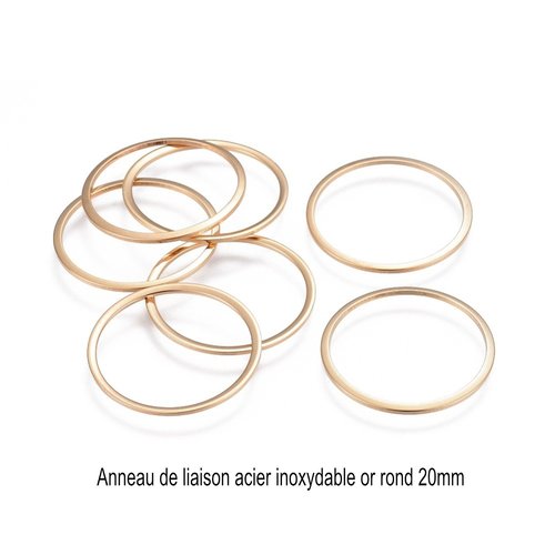 8 anneaux acier inoxydable fermé or 20 mm