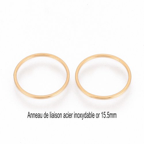 6 anneaux acier inoxydable fermé or 15.5mm