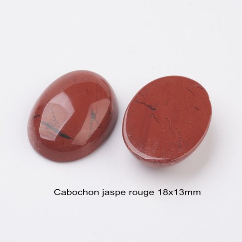 2 cabochons pierre minérale jaspe rouge marbré noir/or ovale 18x13mm
